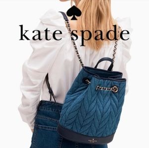 Kate Spade ♠️ Briar Lane Quilted Denim Jean Bucket Backpack Bag